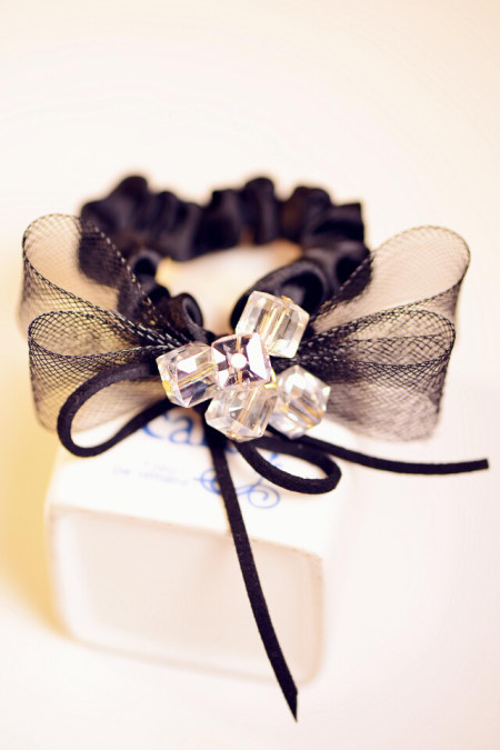 珍珠蝴蝶结水晶发圈