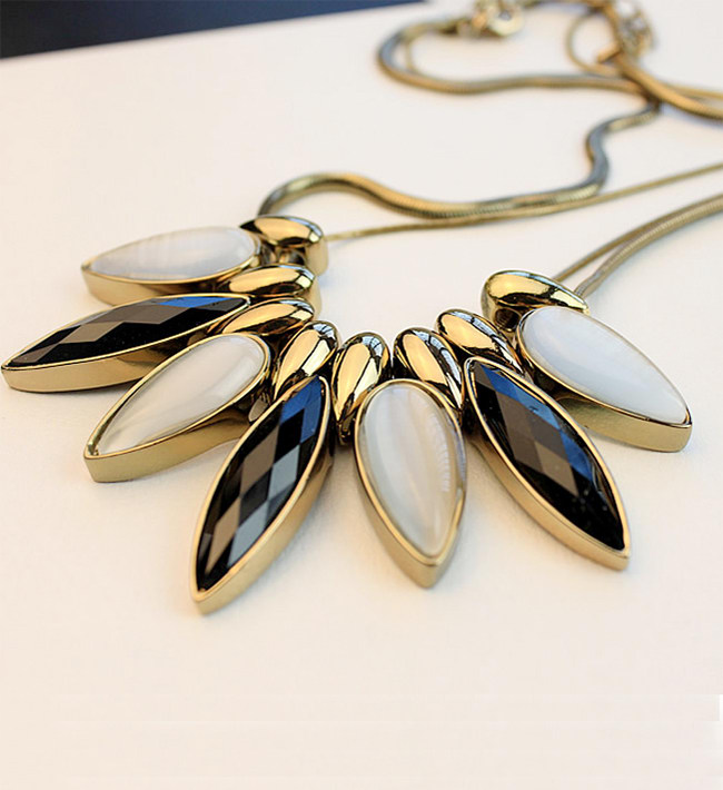 饰品尖水晶猫眼石锁骨链短3