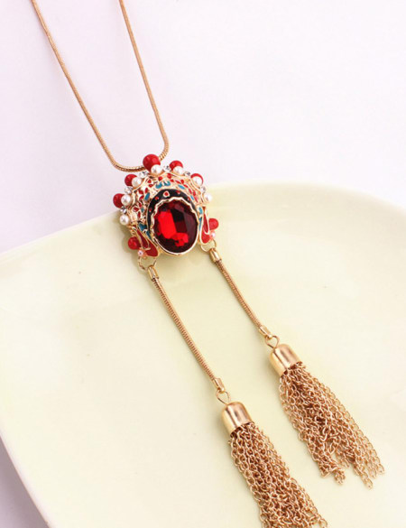 时尚流苏毛衣链长水晶项链