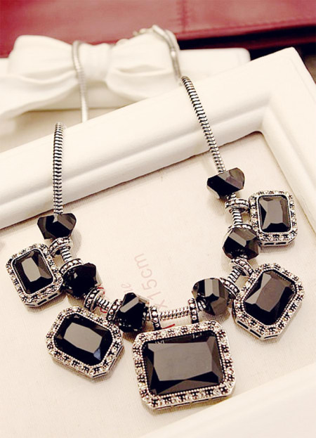 锁骨链黑色水晶百搭韩国