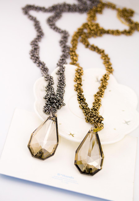 复古奢华水晶吊坠毛衣链