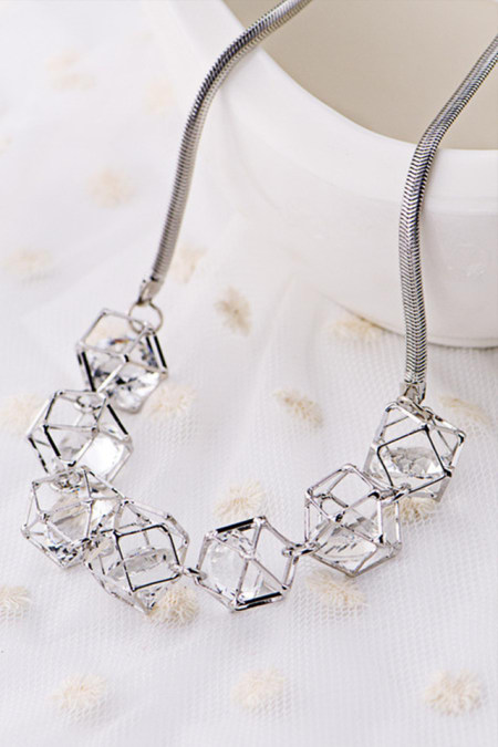 韩版镂空立体水晶锁骨链