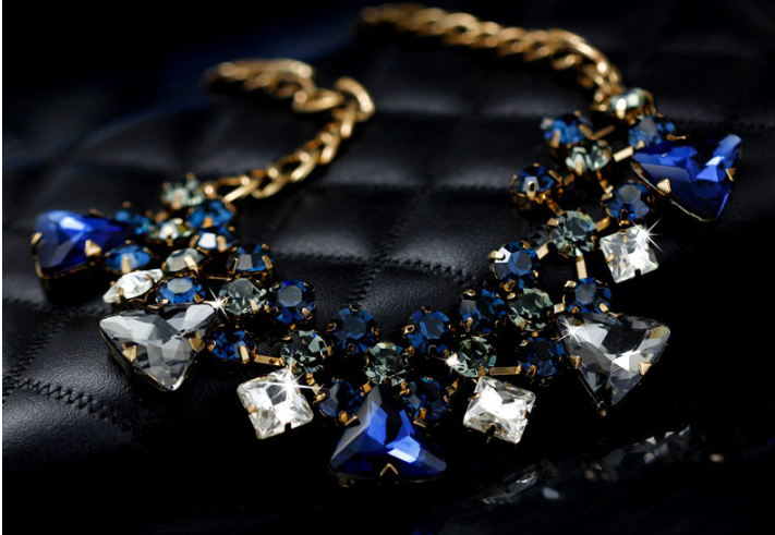 欧美时尚宝石花朵项链2