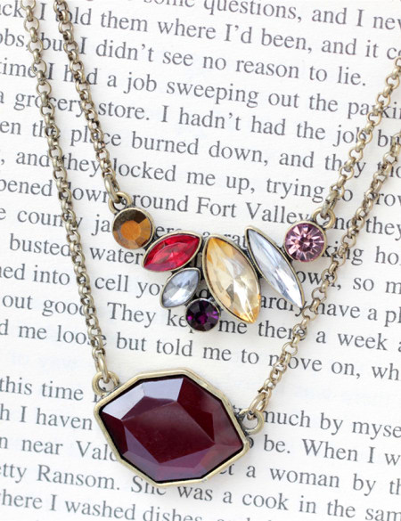 时尚复古红色水晶双层项琏2