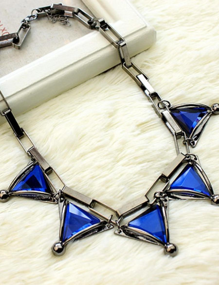 新款水晶夸张三角形锁骨链