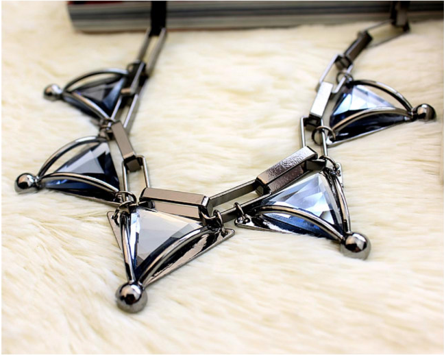 新款水晶夸张三角形锁骨链2