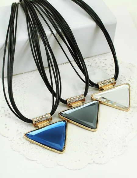 三角水晶个性几何夸张项链