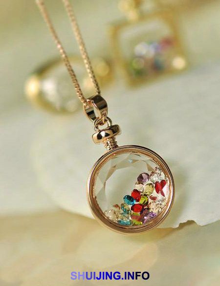 彩色水晶漂流瓶项链锁骨链4