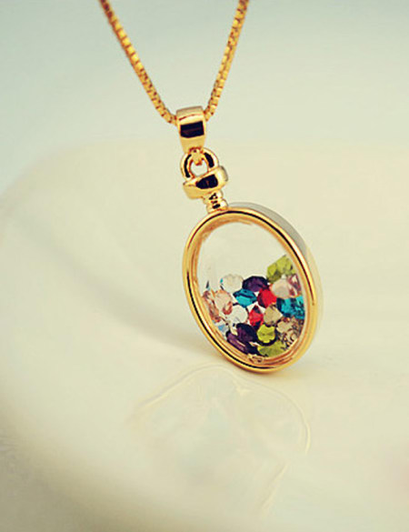 彩色水晶漂流瓶项链锁骨链3