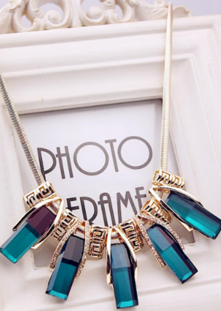 宝石水晶夸长条项链锁骨链