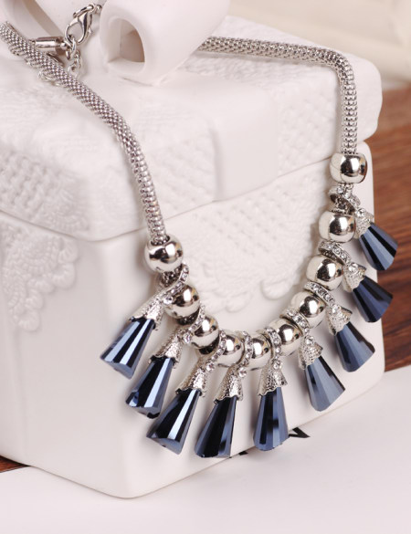 欧美夸张长水晶锁骨链