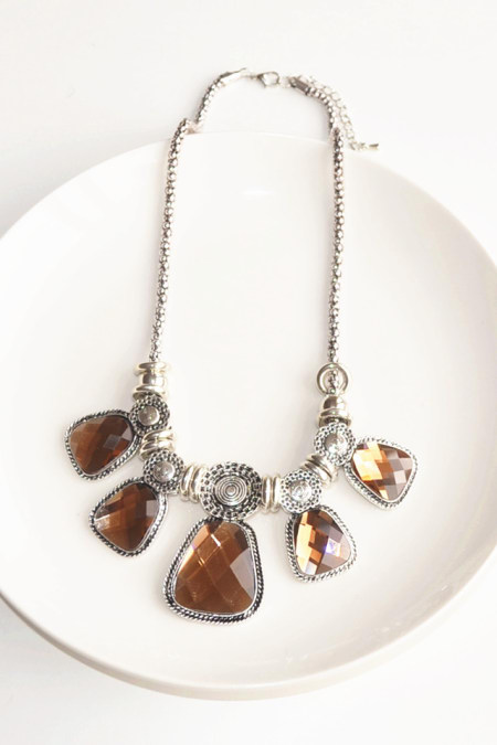 欧美大牌夸张项链 超唯美 大宝石水晶项链 复古项链