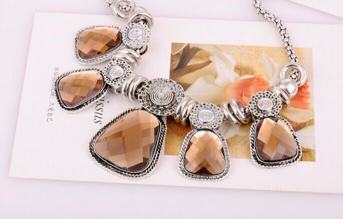 欧美大牌夸张项链 超唯美 大宝石水晶项链 复古项链2