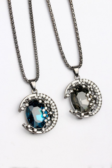 2015彩色晶石长款毛衣链