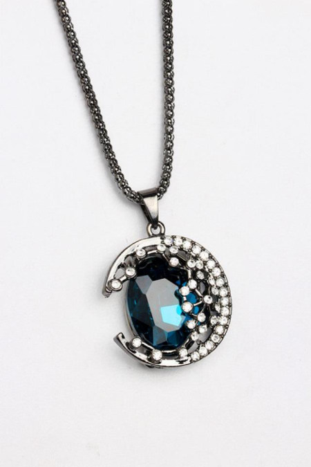 2015彩色晶石长款毛衣链2