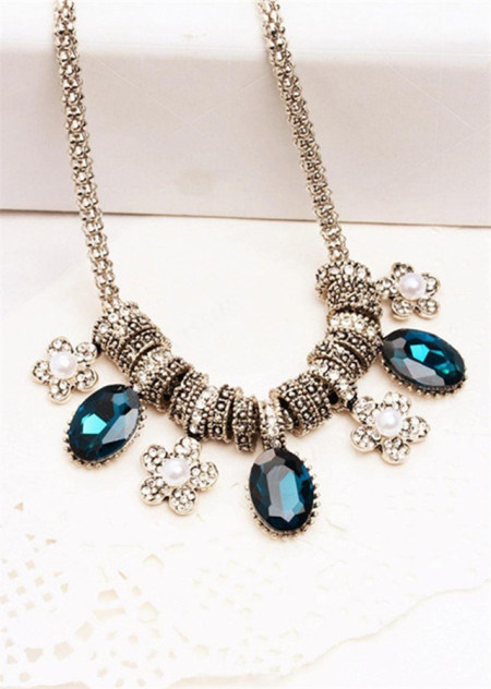 水晶梅花短款项链毛衣链