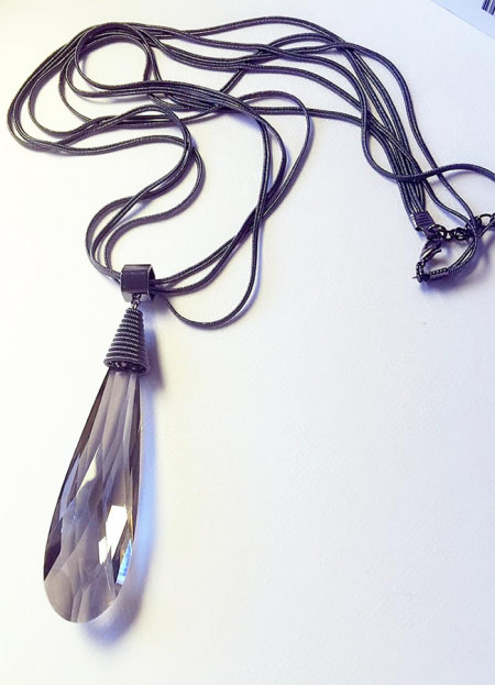 项链大水滴水晶项链毛衣链1