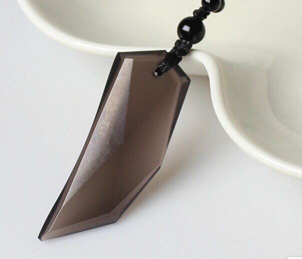 冰彩黑曜石龙牙辟邪挂坠1