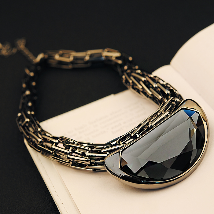 欧美夸张项链时尚吊坠装饰链 配饰短款毛衣链水晶锁骨链 夏饰品女