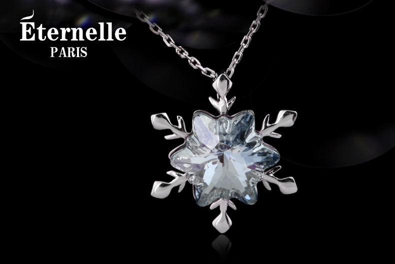 法国Eternelle施华洛世奇元素水晶吊坠 2015新款欧美风雪花项链