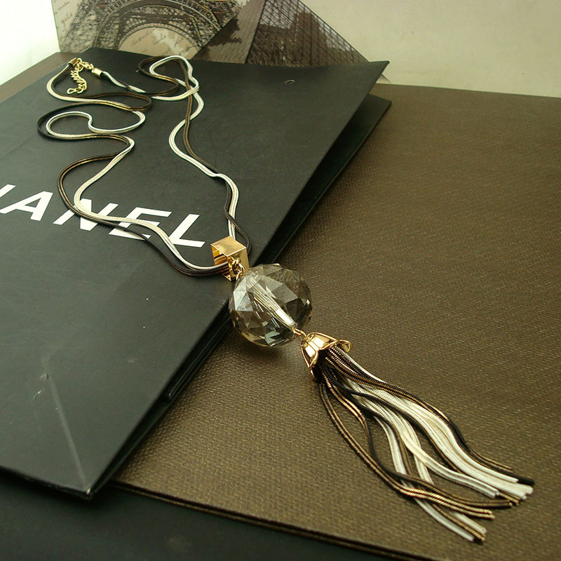 韩国配饰时尚毛衣链长款秋冬女韩版水晶流苏吊坠项链女百搭装饰链